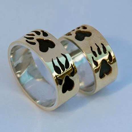 The Bear Path - A set of customized storyteller wedding bands